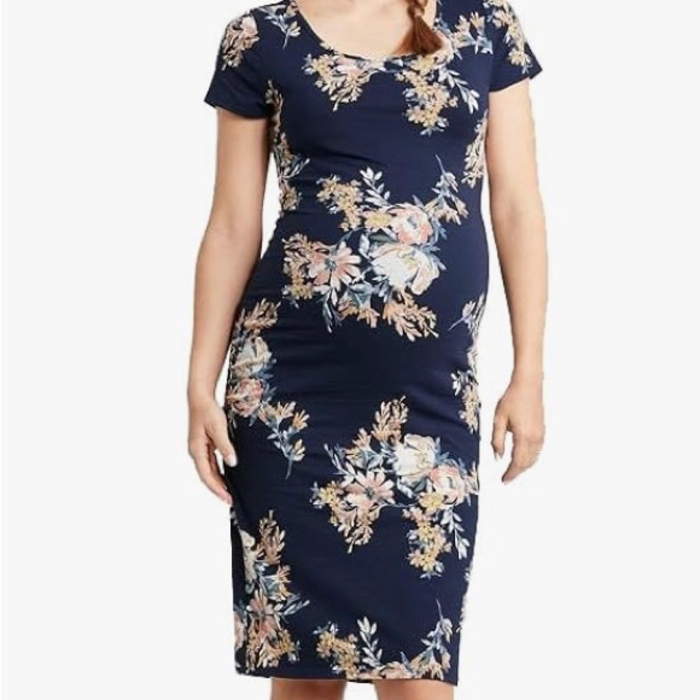 Isabel maternity navy floral bodycon maternity dress size L